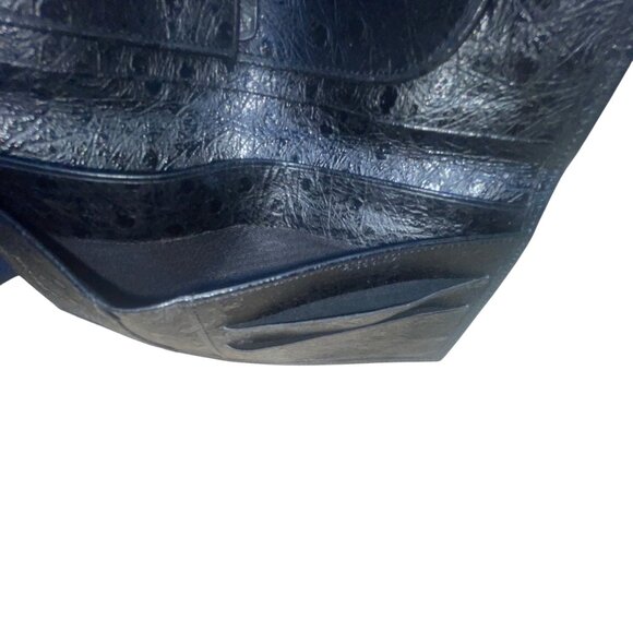 Ostrich Pigskin Black Bi-Fold Embossed Leather With Multiple Card Slots Wallet - Picture 7 of 9
